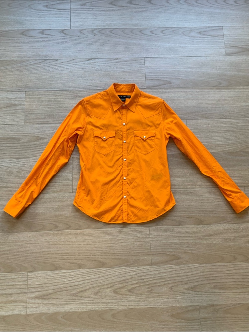 Ralph Lauren Black Label Orange Slim Fit Poplin Western Button Down Shirt Size 6